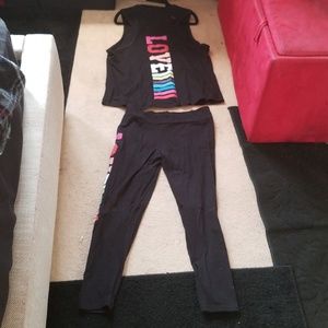 WOMENS LOVE MULTICOLOR TANK & LEGGINGS SET